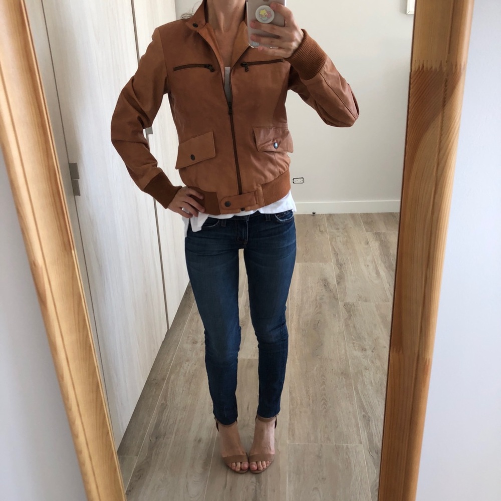 Brown leather jacket. Italian. Vera Pelle